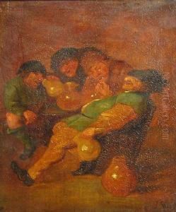 Men Seated At A Table Drinking by Joos van Craesbeeck