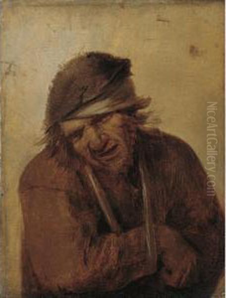 A Peasant Grimacing, His Arm In A Sling - view 1