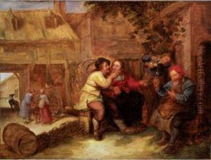 Peasants Drinking Outside A Tavern