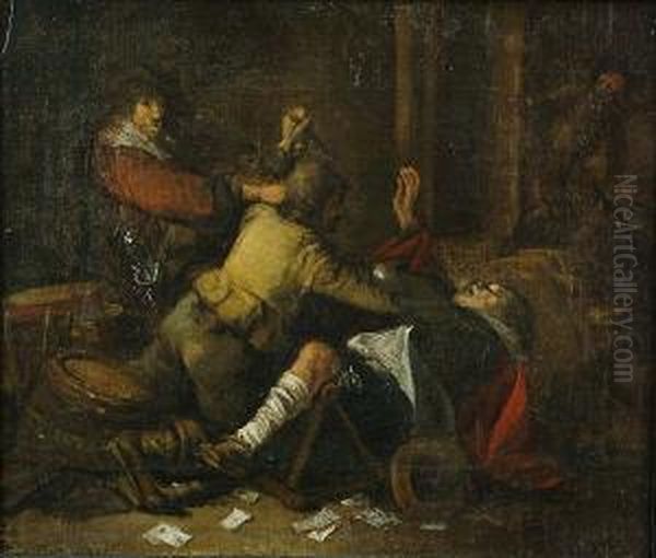 Soldiers Fighting Over A Game Of Cards - view 1