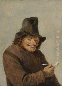 A Man With A Hat Smoking A Pipe by Joos van Craesbeeck