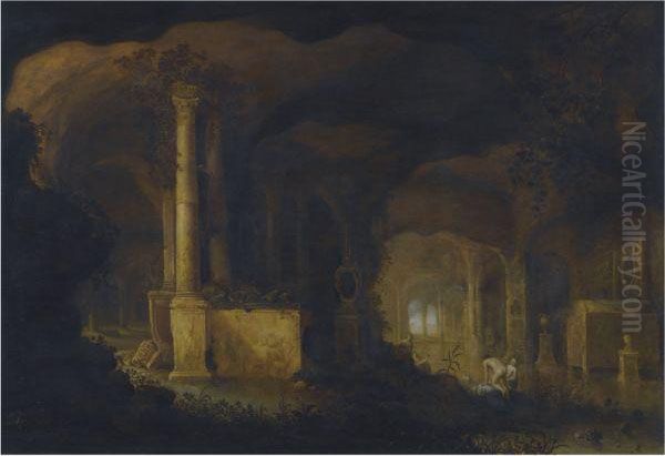 Nymphs Bathing In A Grotto - view 1