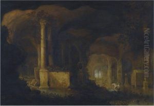 Nymphs Bathing In A Grotto by Abraham van Cuylenborch