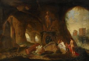 Badande Nymfer Vid Grotta