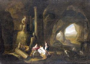 Badende Nymphen In Einer Minervagrotte. by Abraham van Cuylenborch