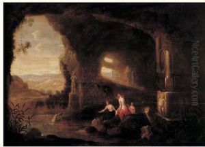 Bain De Nymphes Pres D'une Grotte by Abraham van Cuylenborch