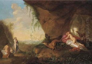 Diana And Her Nymphs Resting By A Cave by Abraham van Cuylenborch