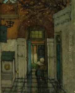 Girl In A Courtyard by Henri Van Daalhoff