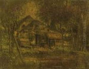 Stable Behind A Farm by Henri Van Daalhoff
