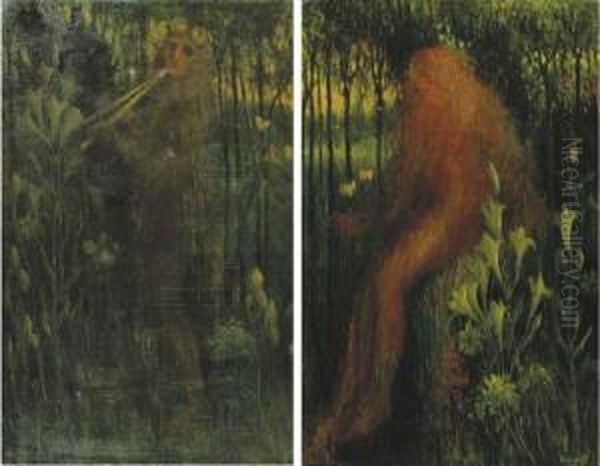 Het Geluid And De Liefde; Two Side Canvases Of A Triptych - view 1
