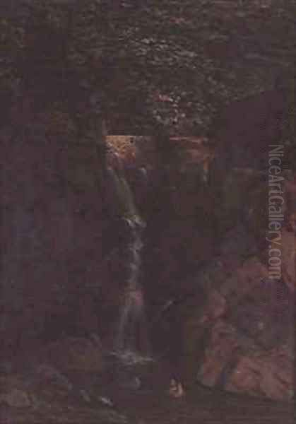 Waterfall in a Woodland Landscape - view 1