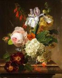 Blumenstilleben Mit Schmetterling Und Libelle