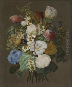 A Still Life Of A Bouquet Of Tulips, Roses And Other Flowers