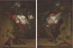 Flowers In An Urn With A Parrot