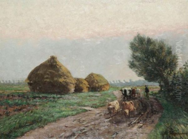 Landscape With Cows And Haystacks - view 1