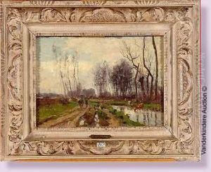 Paysage Anime Aux Vaches by Frans Van Damme