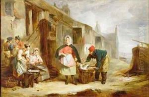 A Scene at Newhaven by Alexander Snr Fraser