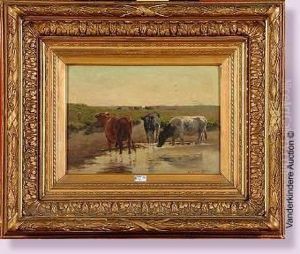 Vaches A La Mare by Emile Van Damme-Sylva