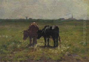 Cows In Pasture by Emile Van Damme-Sylva
