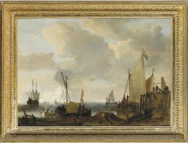 A Coastal Landscape With Dutch Shipping In Dock, At Anchor And Atsea - view 1