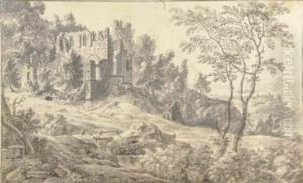 A Ruined Church In A Wooded Landscape - view 1