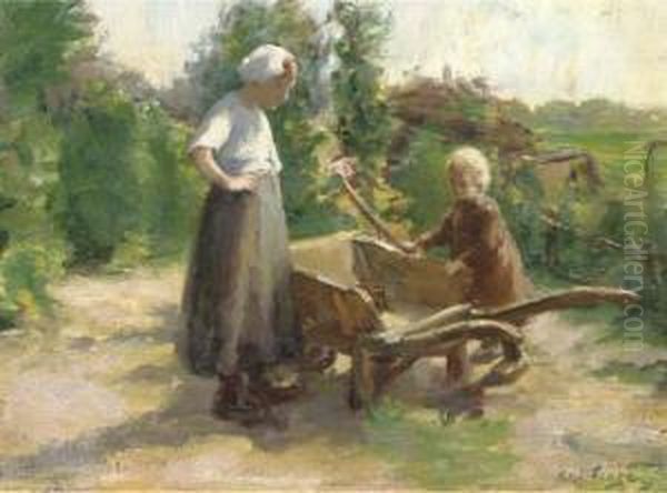 Helping Mother In The Garden - view 1
