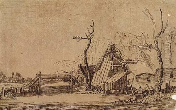 A Cottage Beside A River With A Bridge - view 1