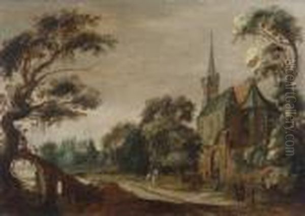 Landschaft Mit Gotischer Kirche
Und Figurenstaffage. - view 1