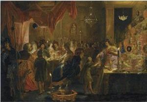 The Feast Of Belshazzar by Adriaen Pietersz. Van De Venne