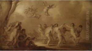An Allegory Of Spring With Putti Dancing by Adriaen Pietersz. Van De Venne
