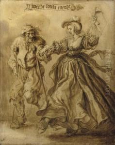 'weelde Soeckt Ellende': An Elegant Lady Accompanied By A Beggar