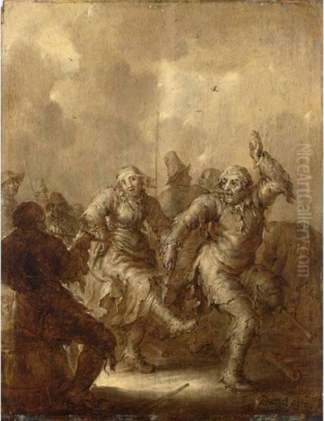 Dartel Arm: A Dancing Couple With A Flute Player And Other Figures Making Merry - view 1