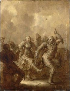 Dartel Arm: A Dancing Couple With A Flute Player And Other Figures Making Merry