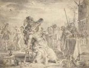 A Quack Dentist Removing A Tooth From A Seated Woman In A Marketplace by Adriaen Pietersz. Van De Venne