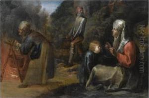 Peasants Preparing A Meal In A Landscape
