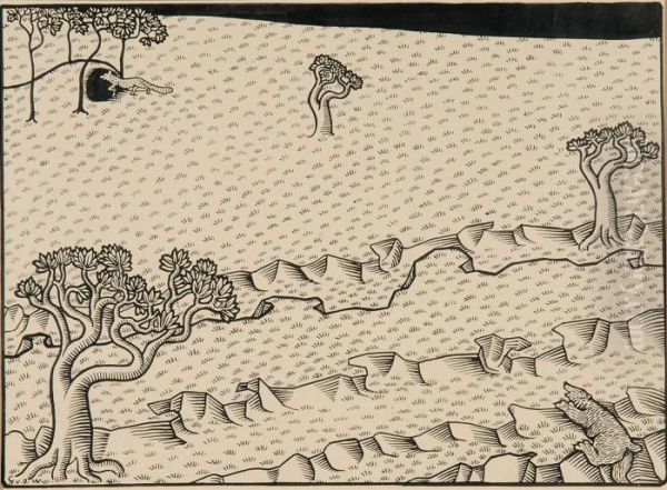 Landschap: Bomen En Velden - Reinaert Gaat Binnen In Malpertuus (1909) - view 1
