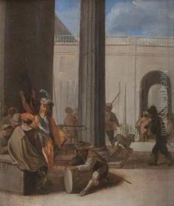 Soldiers Encamping In A Fortified City