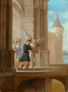 Blind Tobias Led By The Archangel Raphael.