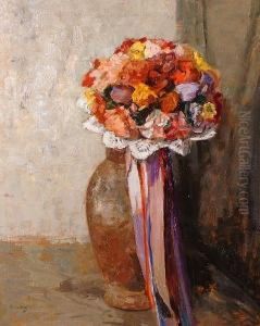 Still Life Of Flowers. by Ans Van Den Berg