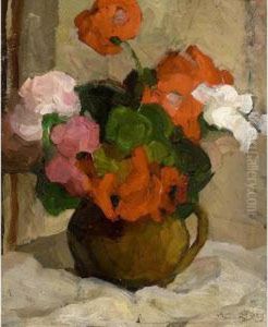 A Still Life With Flowers by Ans Van Den Berg