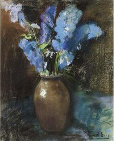 Blue And Purple Flowers In A Vase - view 1