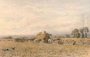 Harvesters loading the haycart by George Arthur Fripp