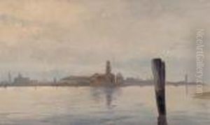 L'ile De San Michele Pres De Murano by Charles Auguste van den Berghe