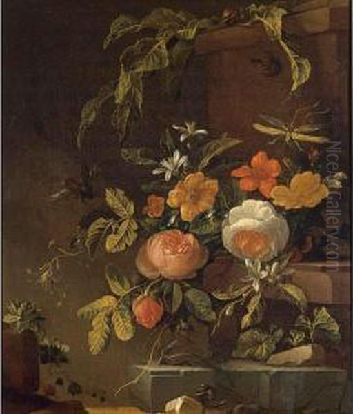 Flowers In A Landscape With A Lizard - view 1