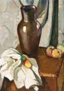 Nature Morte Au Vase De Gres Brun Nature Morte Au Vase De Gres Brun