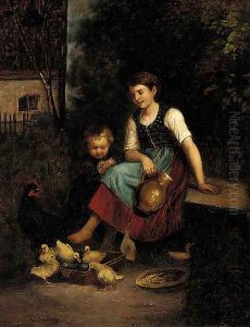 Feeding the Ducks by Charles Edouard Frere