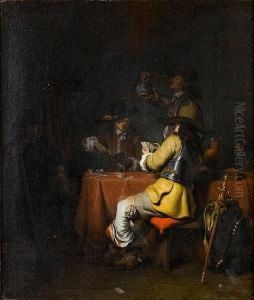 An Interior With Soldiers Playing Cards by Gerbrand Van Den Eeckhout