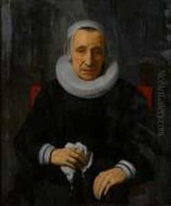 Portrait Of An Elderly Lady, 
Seated,three-quarter-length In Black Costume With A White Ruff And A 
Lacecap