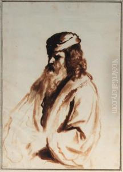 A Bearded Figure Wearing A Turban And Fur Coat, Half Length, Turnedto To The Right - view 1