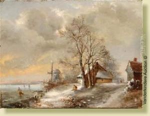 Paysage Enneige Aux Patineurs